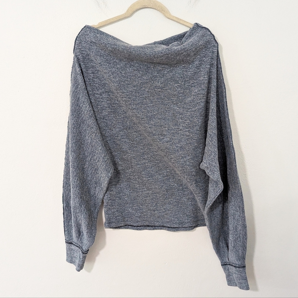 Free People We The Free Skyline Thermal Off The Shoulder Sweater Blue Small S